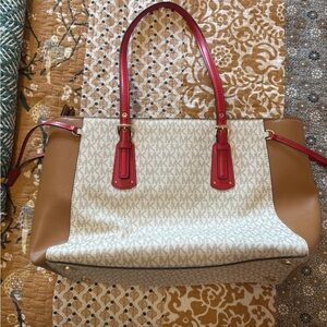 FINAL PRICE- Michael Kors Brown and Cream Structured Tote